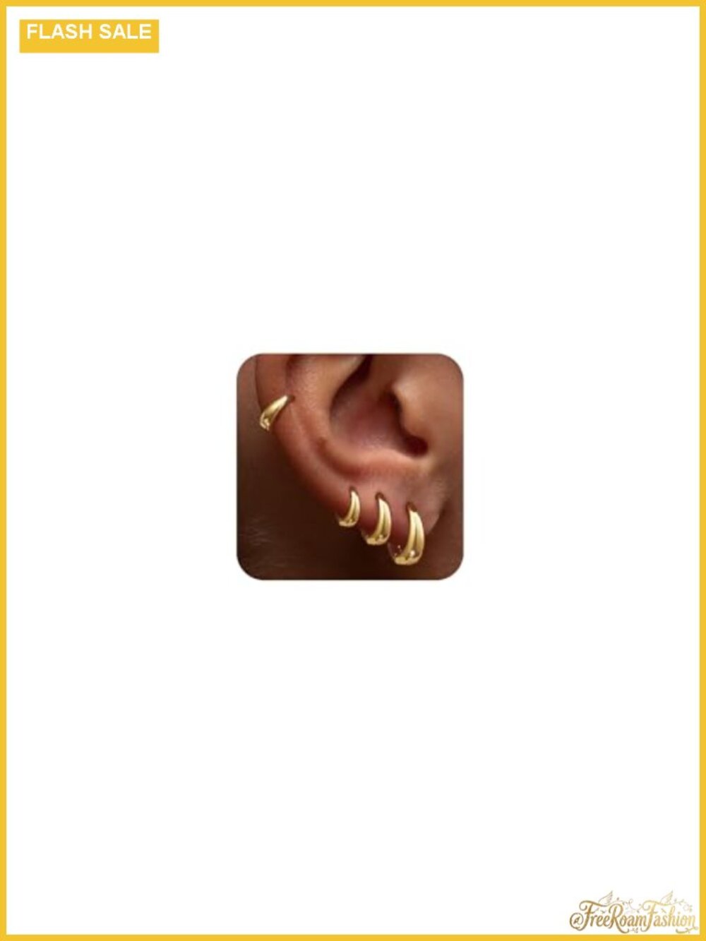 4 Pairs Chunky Huggie Hoop Earrings for Women 14K Gold Plated Hypoallergenic